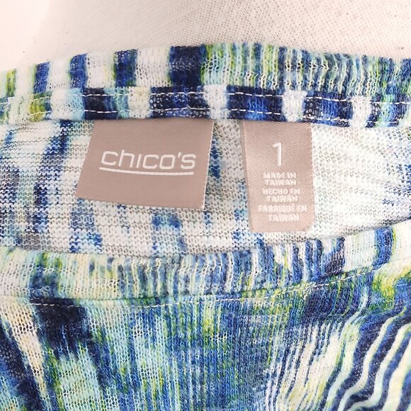 Chico's Womens 1 (Medium/8) Streaky Print 3/4 Sleeve Knit Top - Picture 4 of 4
